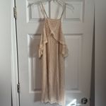 Paper Crane  High Neck Cold Shoulder Adjustable Spaghetti Strap Cream Dress Small Photo 4