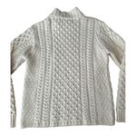 Inis Crafts Irish Cream Wool Zip Cable Knit high neck Cardigan size large Photo 8