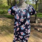 Aria Women's Nightgown Blue White Floral Buttons Lace Smock Size L Photo 0