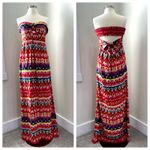 Angie Boho Beachy Strapless Smocked Babydoll Maxi Dress Size L Whimsical Resort Wear Photo 1