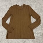Hugo Boss  Shirt Womens Medium Top Ribbed Brown Stretch Career Minimalist Photo 0