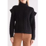 joe's jeans Joe's The Adeline Cable Stitch Turtleneck Sweater Size Large Black NEW Joes Joe Photo 8