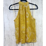 Cupcakes and Cashmere Top Womens Small Yellow Floral Blouse Halter Flirty Dressy Photo 6