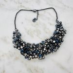 Talbots  Crystal Cluster Statement Necklace-Gunmetal Finish Photo 1