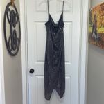 Laundry by Shelli Segal Silver Sequin Midi Ruched Dress Photo 4