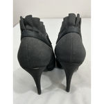 Nina Womans 6.5 Black Peep Toe Pleated Accent Zip Stiletto Bootie NWOT Photo 4