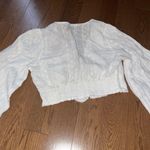 Long Sleeve Crop Top White Size M Photo 3