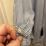 Premise  Studio Blouse Women’s White Blue Striped Long Sleeves Rayon Top‎ Large Photo 5