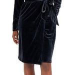 Alfani  Women's NWT Black Velvet Long Sleeve Knee Length Wrap Dress XL Photo 0