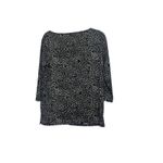 Talbots Women's MP Black White Print Top 3/4 Sleeve Round Neck Side Slits Career Photo 1