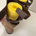 Pedro Garcia Leather Suede Pull Buckle Open Back Riding Boots Tan Brown EU38 Size 7 Photo 5