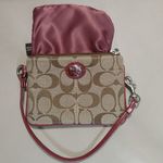 Coach Brown Red Signature Wristlet Clutch C Jacquard Satin Lining Zipper Closure Photo 4