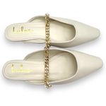 Lulus  Lavareta White Chain Pointed-Toe Loafer Slides Cream Off-White Size 7.5 Photo 2
