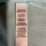 Chico's Women's Embroidered Tunic Blouse Size L Teal Blue Tie Neck Long Sleeve Photo 9