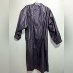 EXPRESS Vintage Leather Trench Coat Jacket Black 80s Long Photo 1