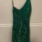 Sherri Hill Emerald Green Sequenced  Dress One Shoulder Photo 1