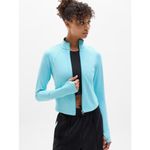 Athleta New L Salutation Crop Jacket Aqua Blue Large Regular Photo 1