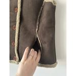 Women's Boden Faux Suede Sherpa Shearling Lined Vest Size Small Western Chic Brown Photo 3