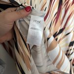 Lysse Lysee Monkee’s Short Sleeve Blouse Tunic Black Stripe Printed Top Ivory Brown Photo 2