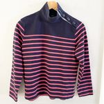 J.Crew Mock Neck Nautical Sweater Navy Blue & Pink Striped Sweater XS Preppy Photo 0