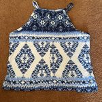 Sweet heart blue and white tribal print tank halter top M Size M Photo 6