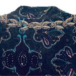 Chico's Embellished Beaded Velvet Jacket Womens Medium Black Holiday Evening Glam Photo 5