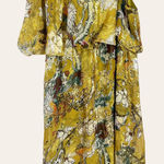 Hemant and Nandita  Yellow Silk Metallic One Shoulder Mini Dress Size M Photo 0