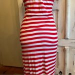 Boohoo  Red White Striped Bodycon Maxi Dress Nautical Coastal Summer Size 10 Photo 6