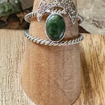 Crescent Moon Boho Serpentine Sterling Silver Ring Size 8 Green Photo 0