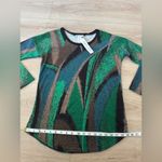 Carol Rose Vintage  Green and Brown Abstract Top Photo 3