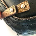 B. Makowsky Black Leather & Leopard Calf Hair Satchel Handbag Photo 8