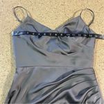 Lulus NWOT Glamorous Persona Grey Satin Pleated Sleeveless Tulip Maxi Dr… Photo 3