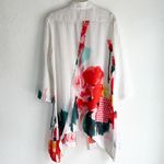 Banana Blue 100% Linen Art Print Tunic Jacket Size M Lagenlook Art to Wear White Size M Photo 3