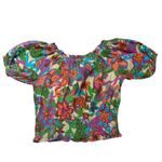 Abound  Floral Smocked Puff Sleeve Crop Top Cotton Made in India Size S Photo 3