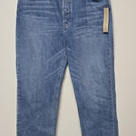 Reformation Cynthia High Rise Straight Long Jeans 31x30 Blue Denim Button Fly Photo 0