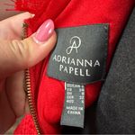 Adrianna Papell  Red Lace Lined Midi Bodycon Sheath Long Sleeve Scallop Trim‎ 2 Photo 4