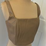 Beige Botany Faux Leather Corset Crop Top Size M Photo 4