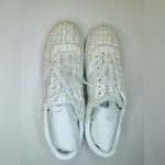 Stuart Weitzman  NWT‎ Daryl Cream White Tweed Leather Sneakers with Ribbon Laces Photo 4