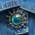 Double D Ranch Faux Fur & Jewel Denim Jacket Sz XS Blue Photo 2