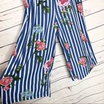 J for Justify Blue & White Striped Floral Wide Leg Crop Casual Romper Size Small Photo 1