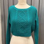 Tobi  teal blue green cable knit cropped sweater Photo 0