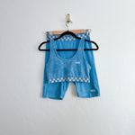Vans  | Checked Out Niagara Blue Mineral Wash Sports Bra & Biker Short Set Blue Photo 1