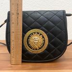 Vintage Unbranded Black Quilted Leather Medusa Sunburst Medallion Crossbody Bag Photo 8