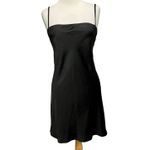 Princess Polly  Mini Dress Womens 8 Black Silky Lace Up Back Night Out Flirty Photo 1