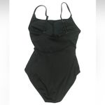 Loft BEACH Black Ribbed Belted One Piece Swimsuit Women’s Size Medium M Photo 3