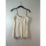 At Last Crochet Cami Top Linen Blend Sleeveless Boho Chic Tank Top Large Photo 2