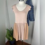 POL NWOT Stretchy Two-Tone Mini Dress Coastal Cowgirl Ribbed Scoop Neck Tan Beige Photo 3
