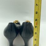 Salvatore Ferragamo Vintage 90s kitten Heels gold ring navy blue dress shoes Photo 4