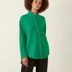 ADAY Something Borrowed Shirt Womens XS Emerald Green Minimalist Travel Chic Photo 1