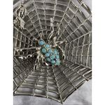 Vintage Sliver Spider Web Pendant Necklace Turquoise Spider Goth Halloween Silver Photo 4